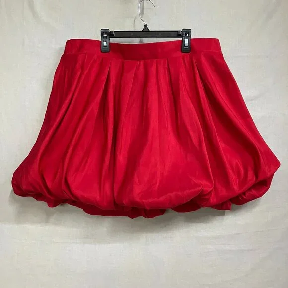 NWT A New Day Women's Size 1X Red Bubble Hem Midweight Woven A-Line Mini Skirt - Picture 4 of 12